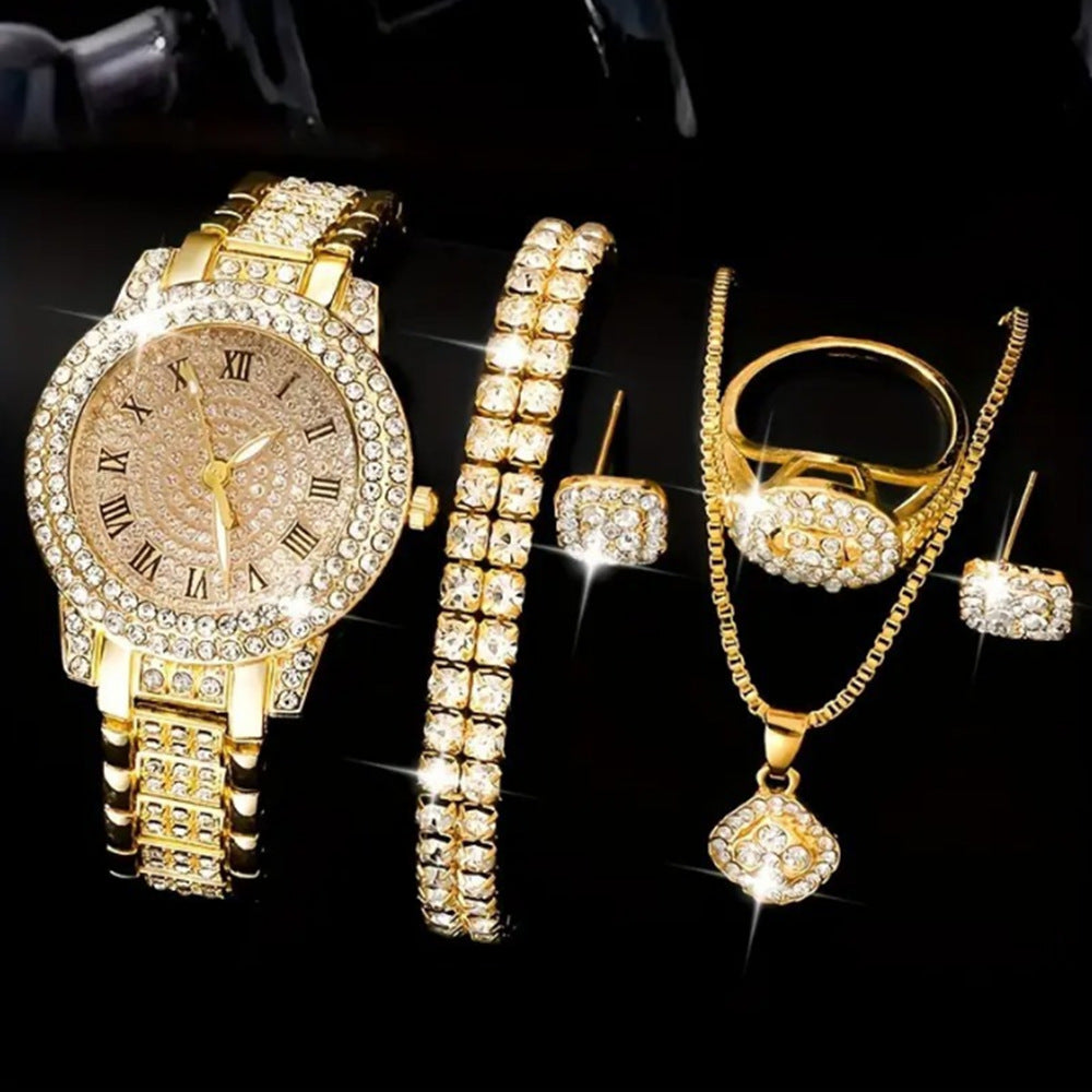 Ladies' High-end Watch With Diamond Studded Full Diamond Steel Linked List