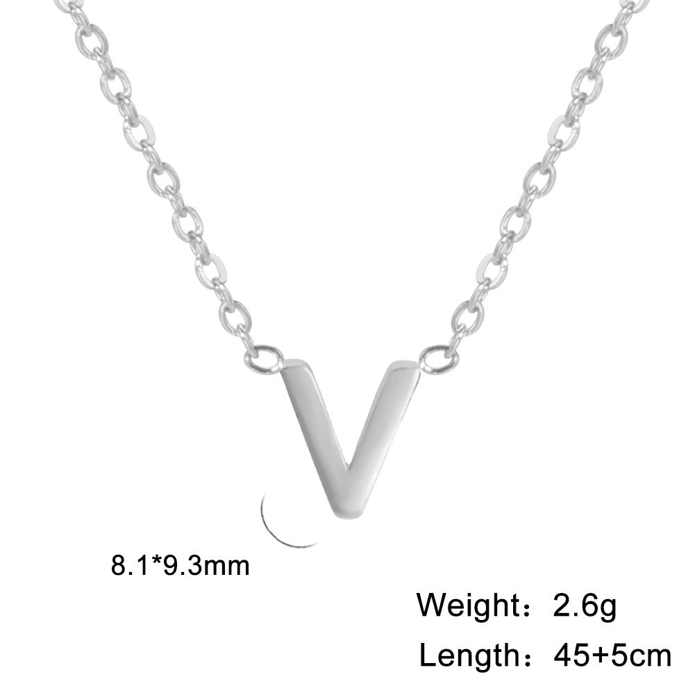 Hot-Selling Welded 26 Letters 18K Real Gold Electroplated Non-Fading Small Pendant Jewelry 304 Material Stainless Steel Necklace