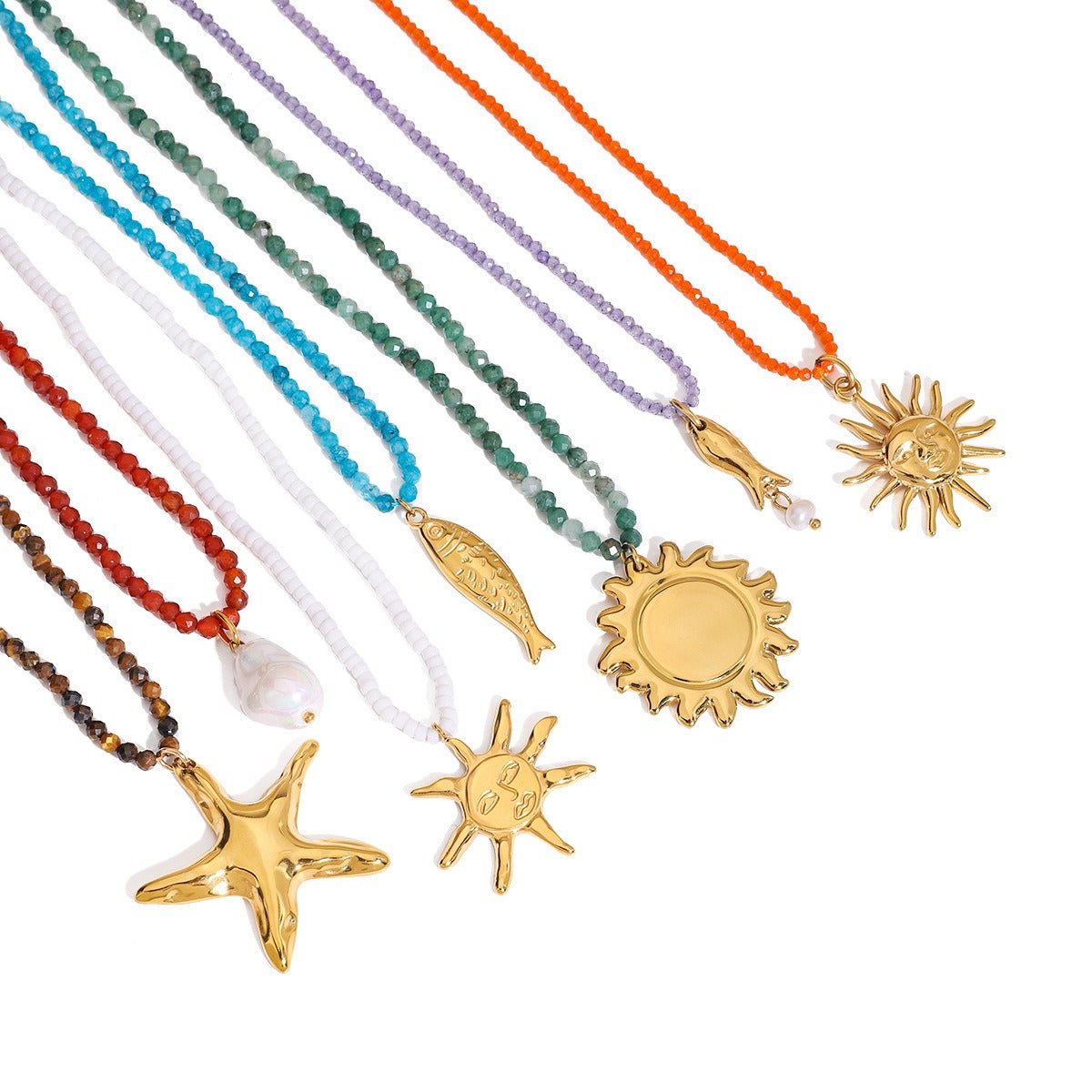 18K Gold Sun/Ocean Style Design Light Luxury Noble Necklace
