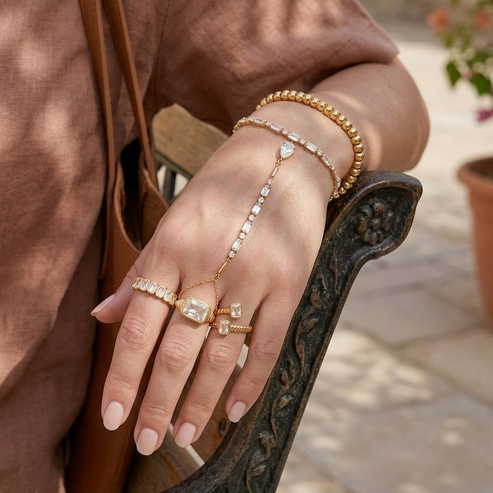 Zircon Finger Chain Bracelet Collection