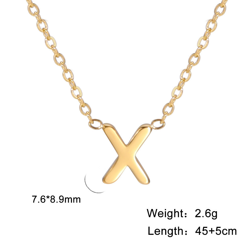 Hot-Selling Welded 26 Letters 18K Real Gold Electroplated Non-Fading Small Pendant Jewelry 304 Material Stainless Steel Necklace