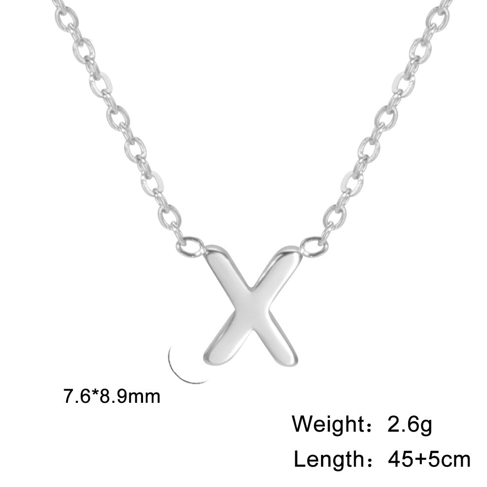 Hot-Selling Welded 26 Letters 18K Real Gold Electroplated Non-Fading Small Pendant Jewelry 304 Material Stainless Steel Necklace
