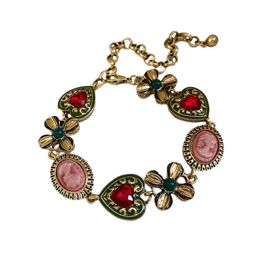Second-Hand Vintage Jewelry With Diamond-Encrusted Flowers And Heart Necklaces, Retro Elegant Clavicle Chains, Light Luxury And High-End Necklaces