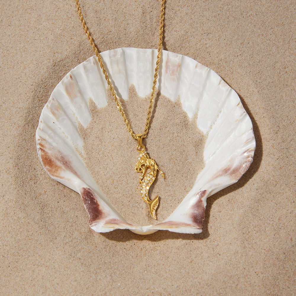 Mermaid Zircon Pendant Necklace