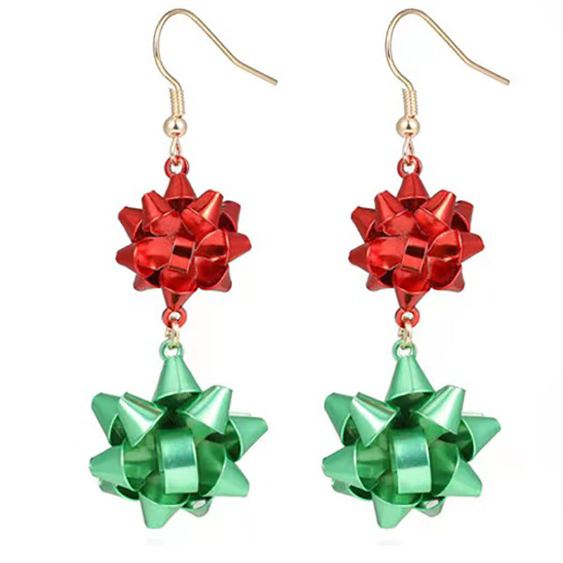 European And American Cross-border Fashion Christmas Earrings Cute Cartoon Christmas Tree Bells Bulbs Snowflake Alloy Earrings