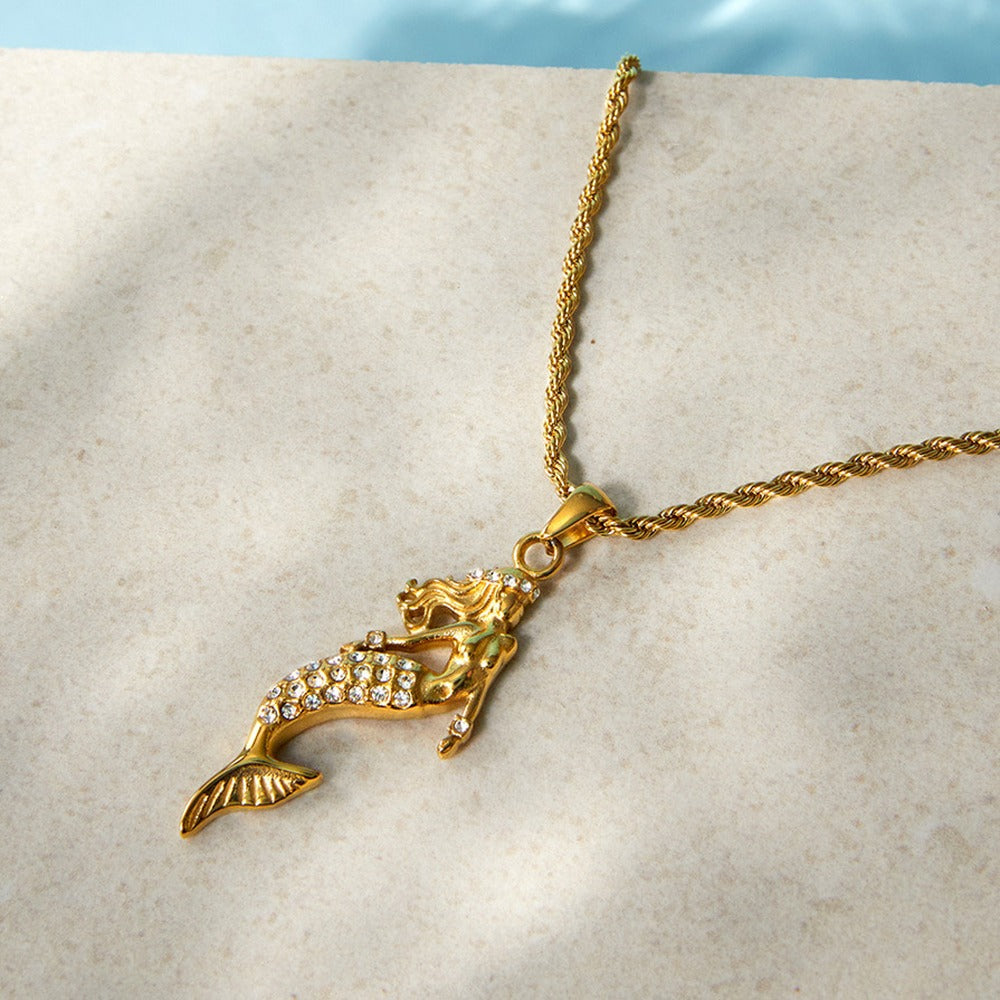 Mermaid Zircon Pendant Necklace