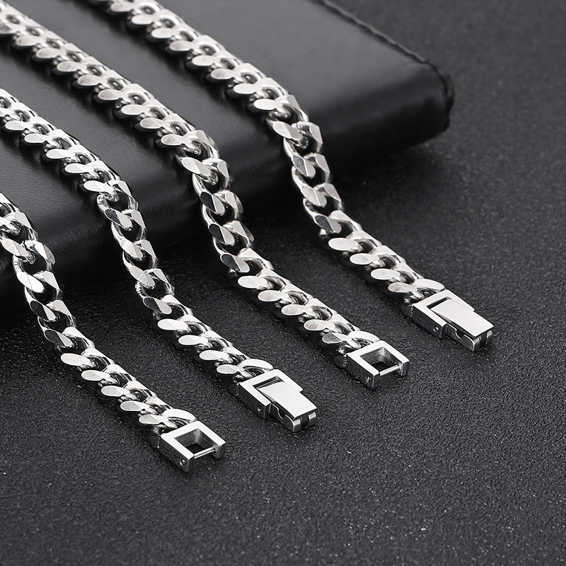 Polished Stainless Steel Cuban Chain Necklace