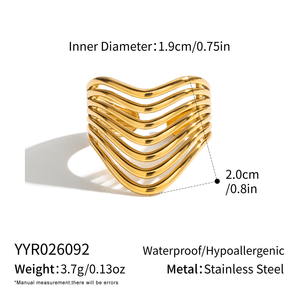 Stainless Steel Open Ring 18K Gold-plated