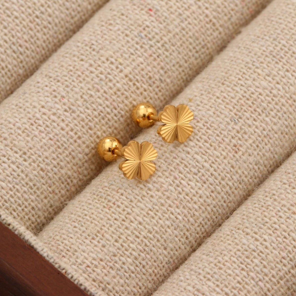 18K gold geometric inlaid gemstone design trendy personality earrings