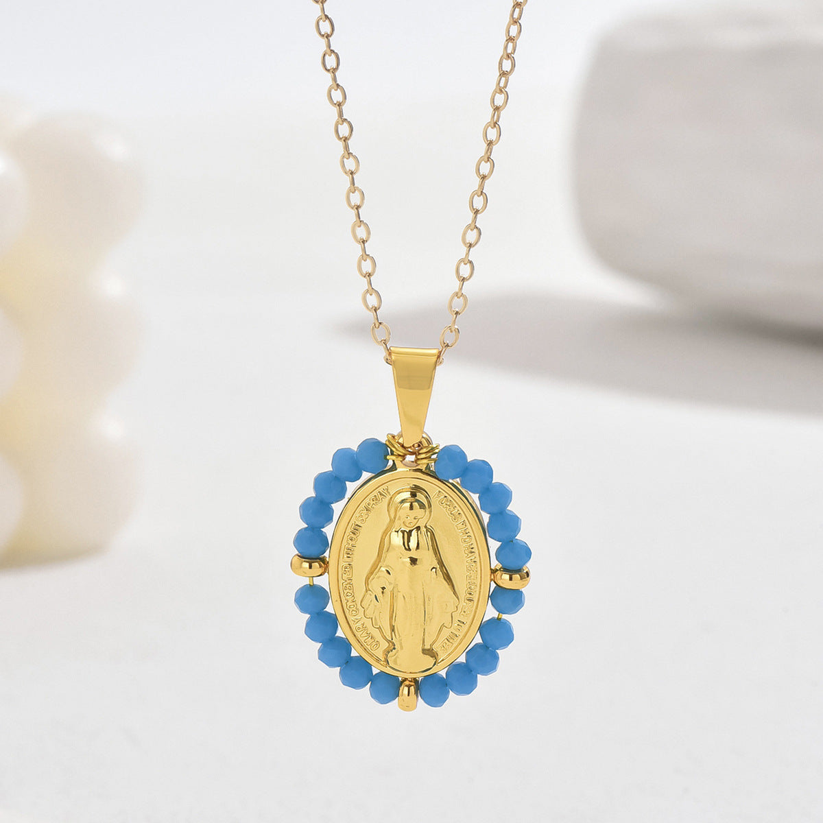 European And American Fashion Palace Style Long Chain Female Niche Retro Goddess Mary Necklace All-match High-end Clavicle Chain