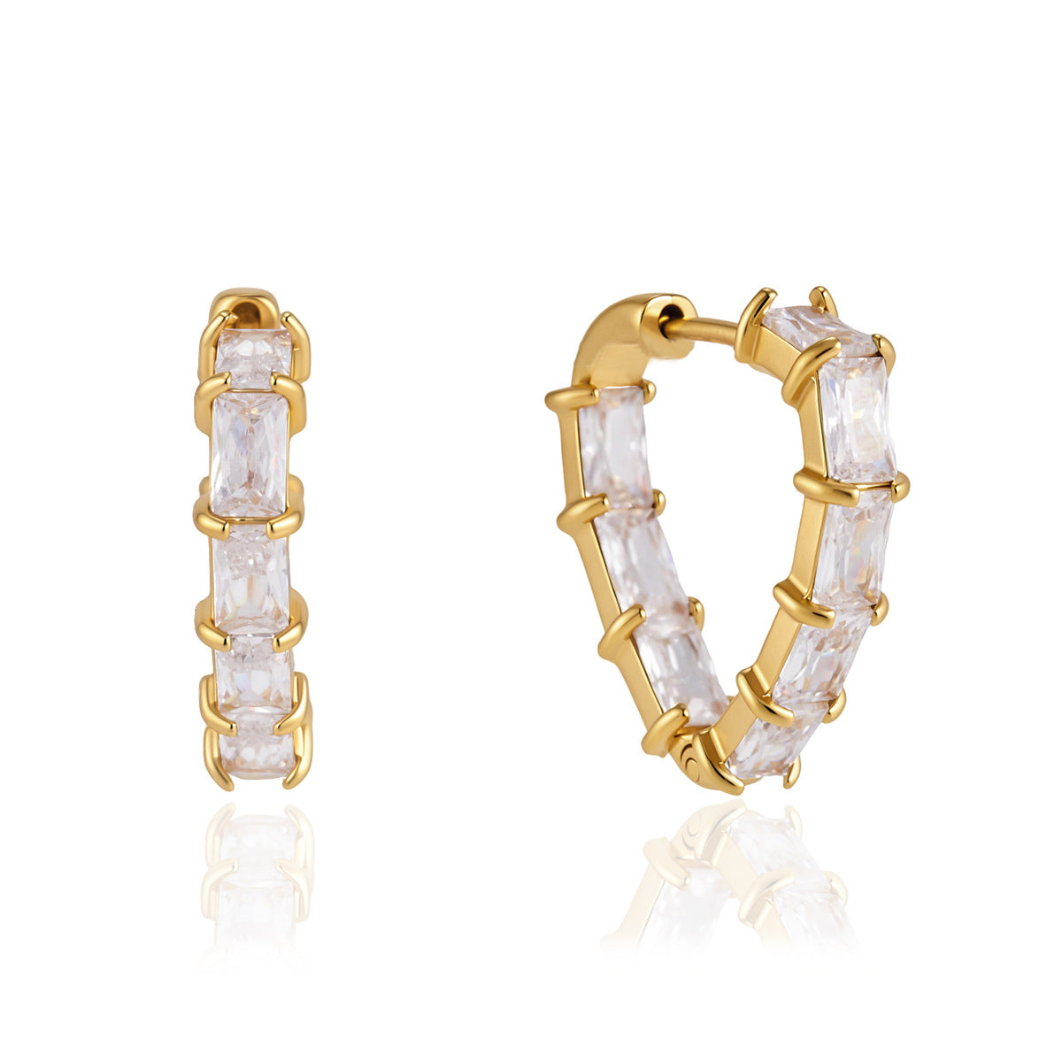 Baguette Zircon Hoop Earrings Collection
