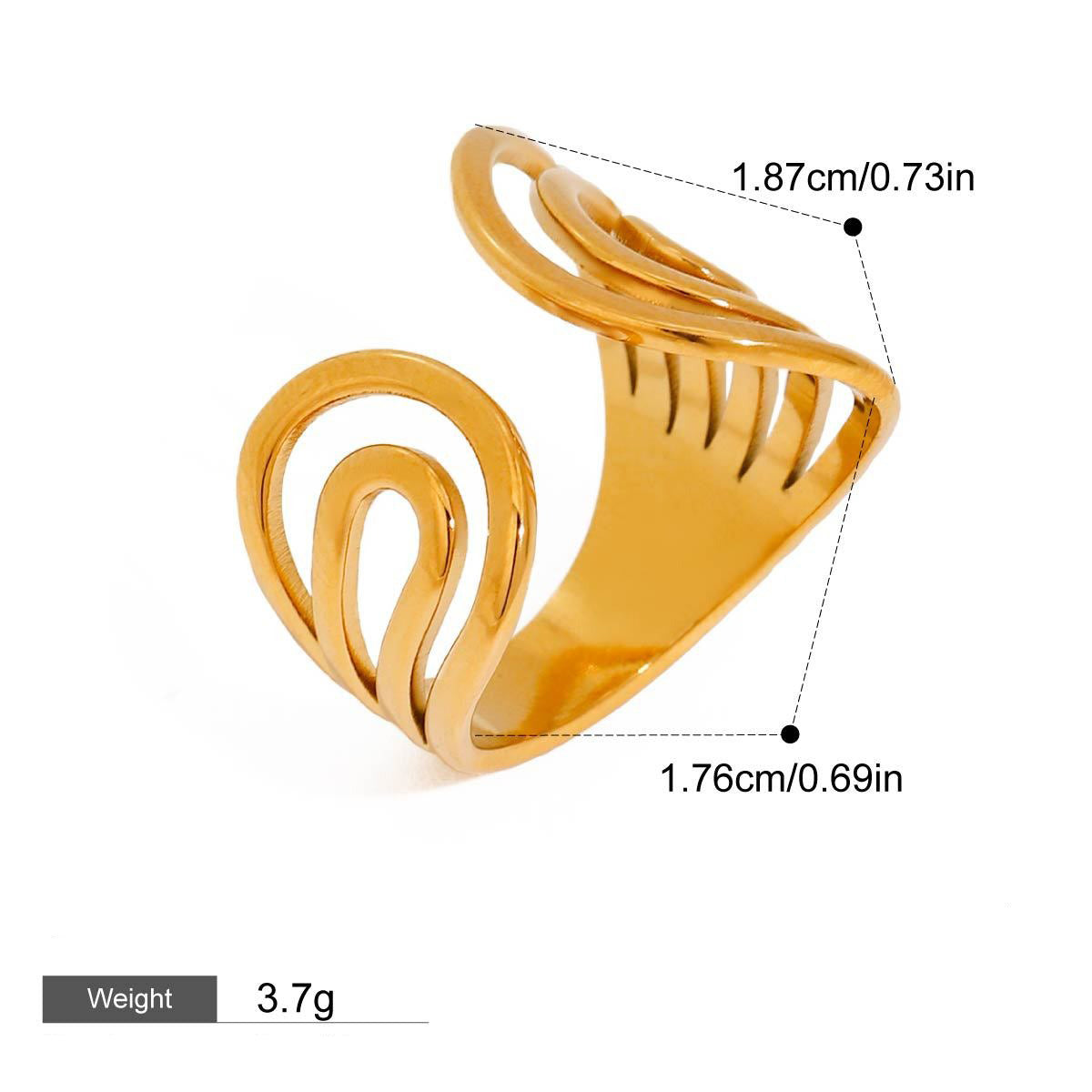18K gold geometric lines with thread design trendy fashion ring
