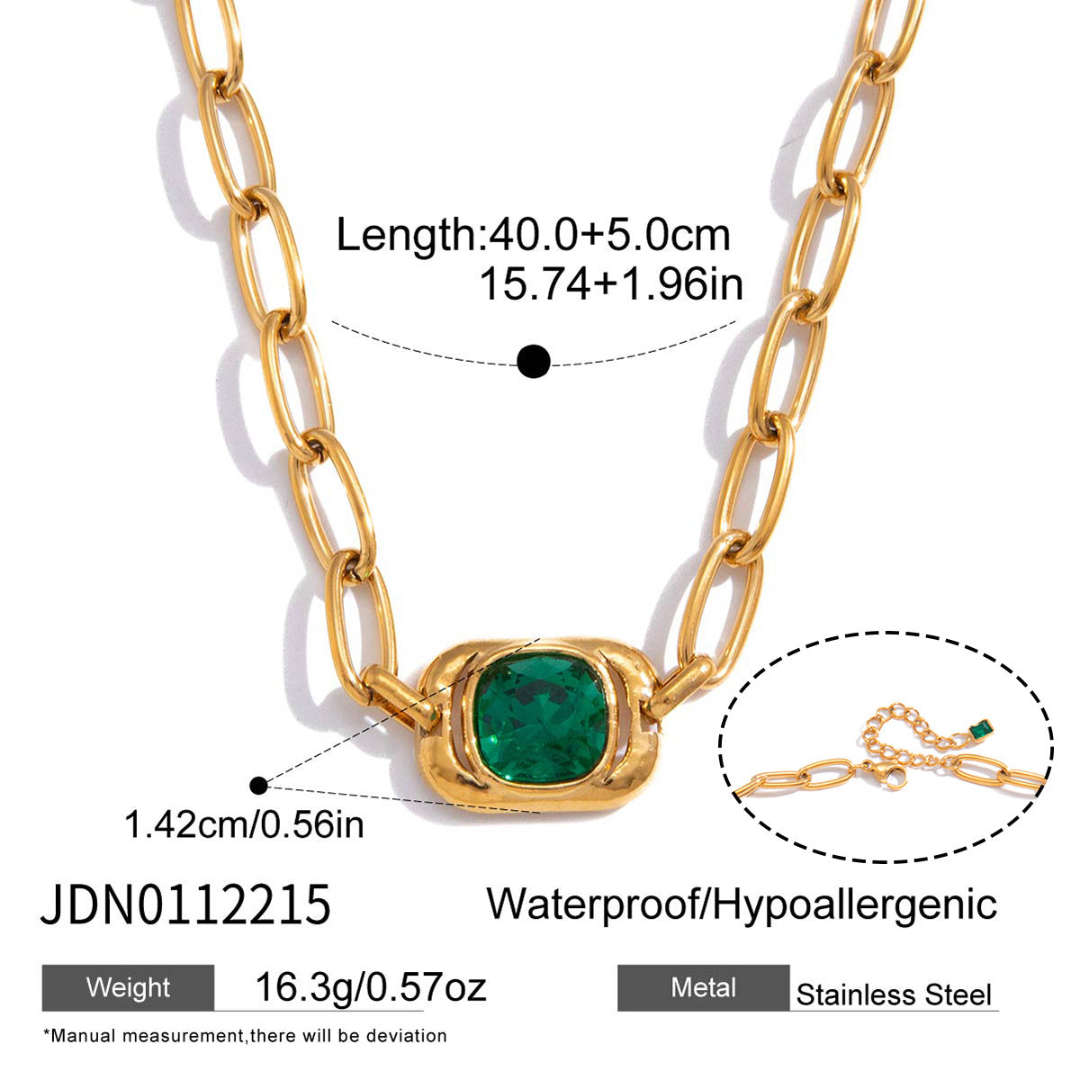 Green Glass Pendant Necklace