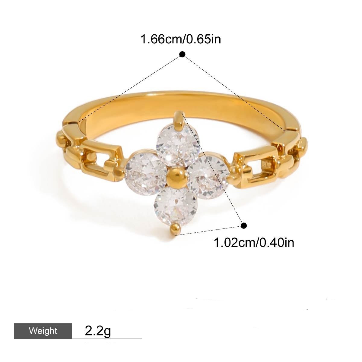 18K gold flower-shaped gemstone-set ring with exquisite design and dazzling
