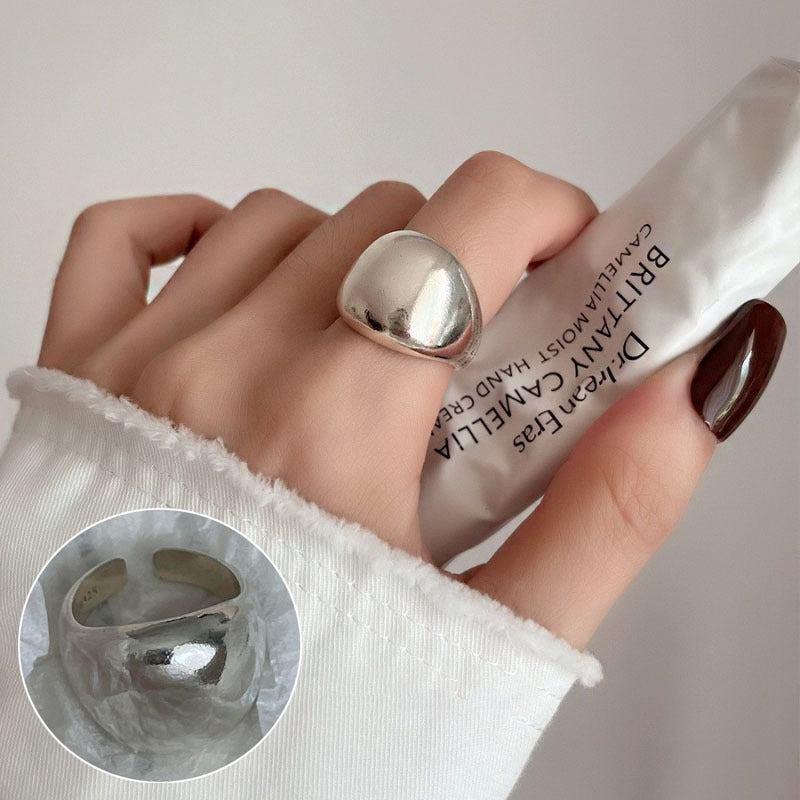 High Sense Star Open Ring For Women, INS Niche Brushed Texture Luxury Adjustable Index Finger Statement Ring