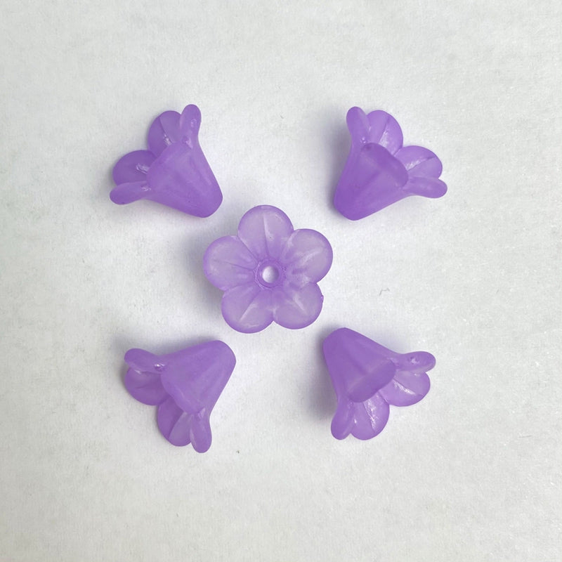 Frosted Acrylic Trumpet Flower Beads, 3D Bell-Shaped Bud Charms For DIY Hanfu Hairpin Flower Bases, Earrings & Jewelry Making.