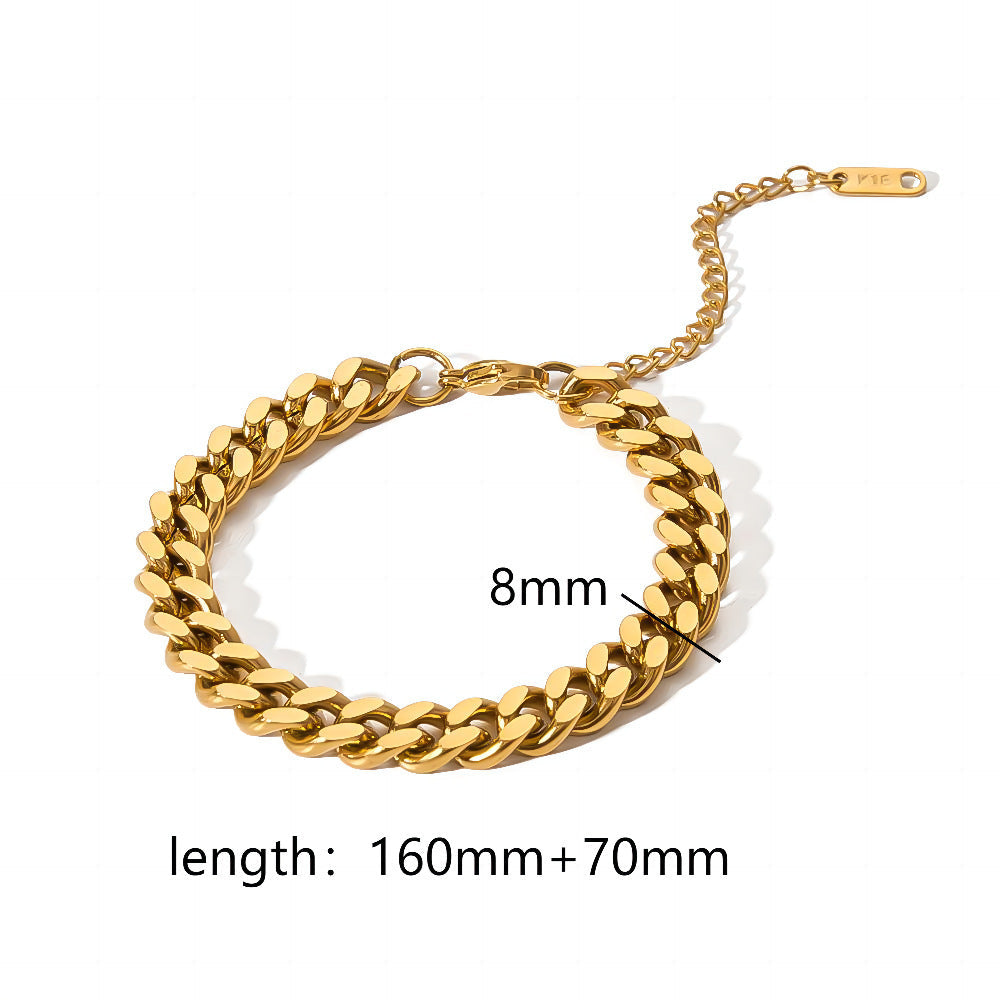 18k Gold Plated 304 Stainless Steel Bracelet Diy Jewelry Accessories Chain Accessories Cuban Chain Twist Chain Bracelet Wholesale