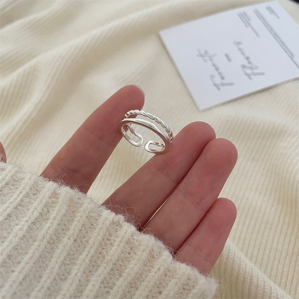 Women Heavy Craft 925 Sterling Silver Plain Band Zircon Stackable Ring, Niche Light Luxury Tarnish Resistant Wholesale