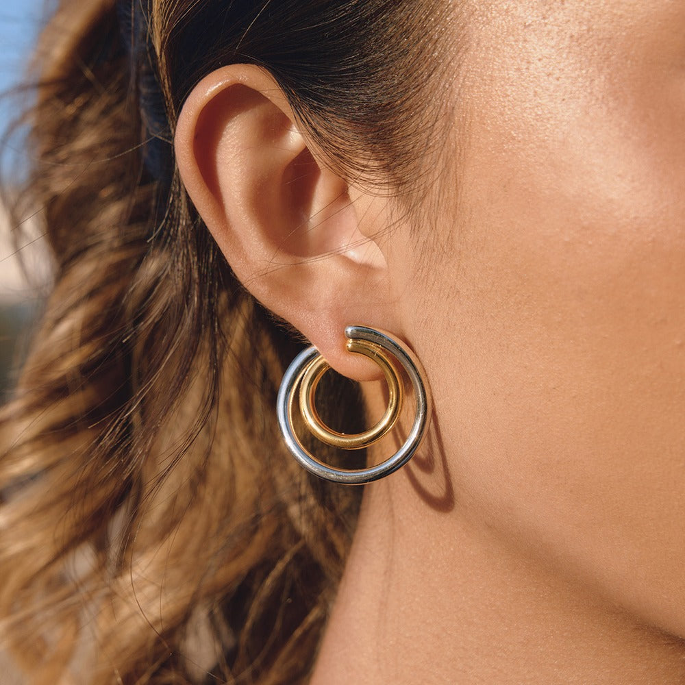 Two Tone Hoop Earrings