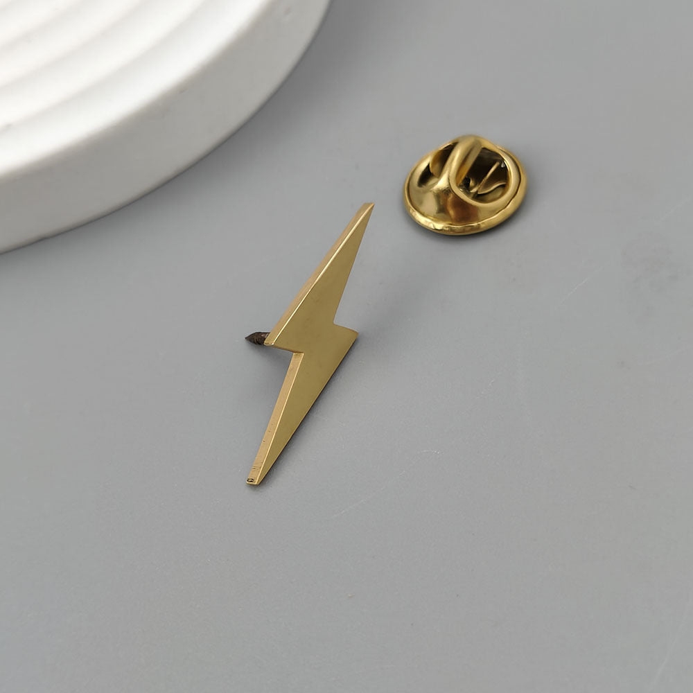 Flat-cut Lightning-shaped Brooch