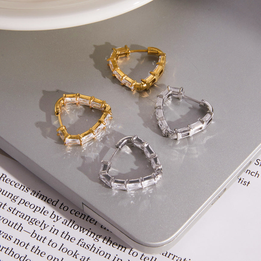 Baguette Zircon Hoop Earrings Collection