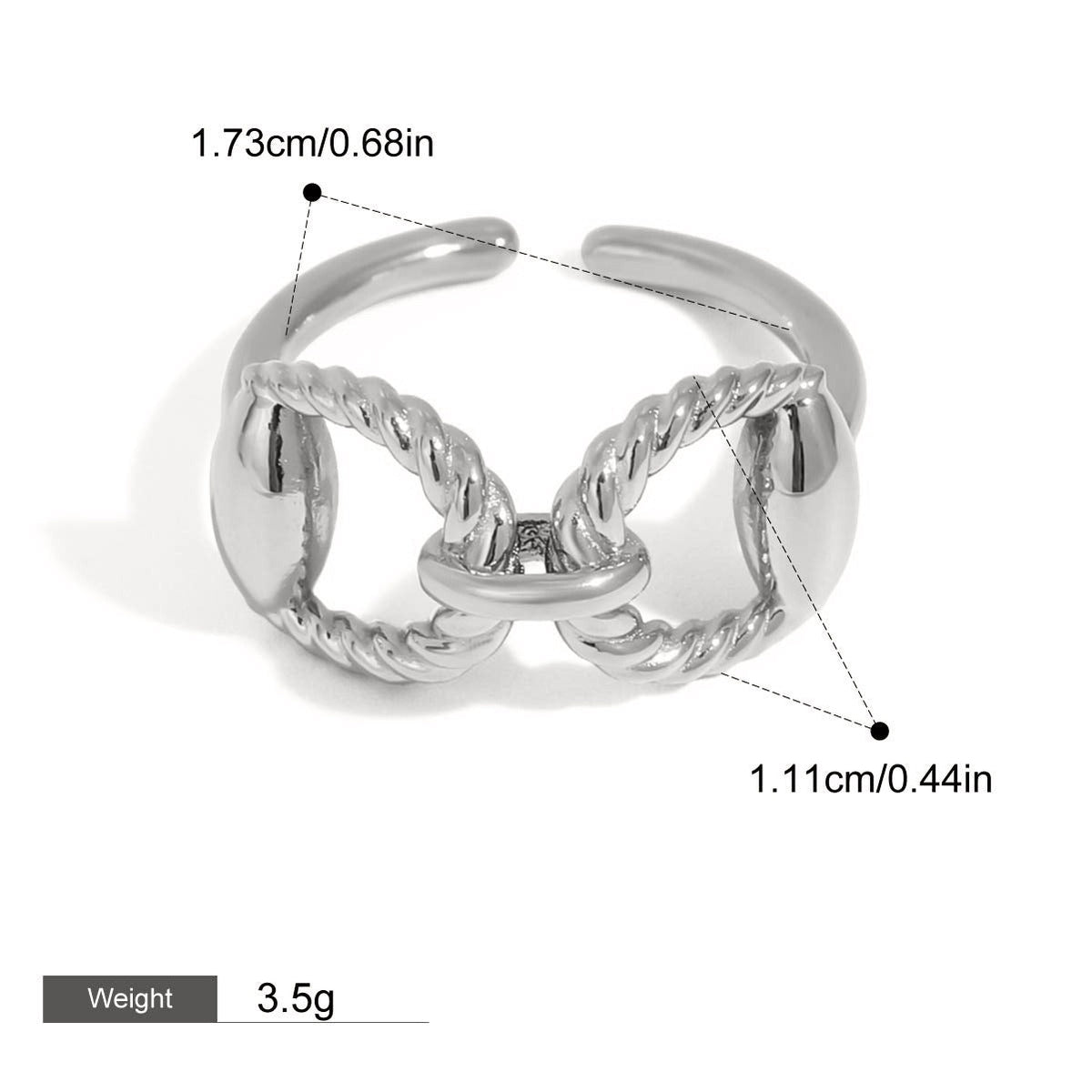 18K gold geometric shape with texture design simple and fashionable open ring