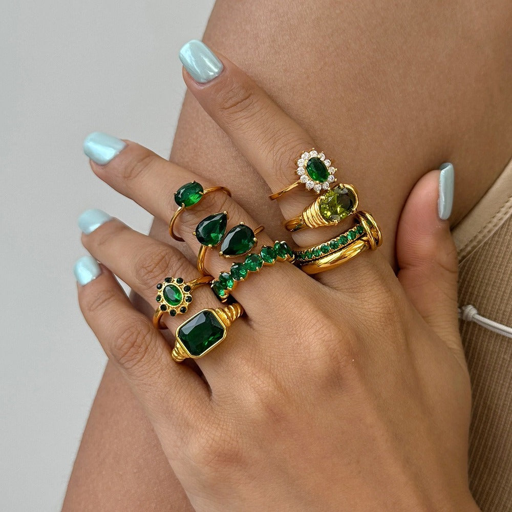 Green Zircon Ring Collection