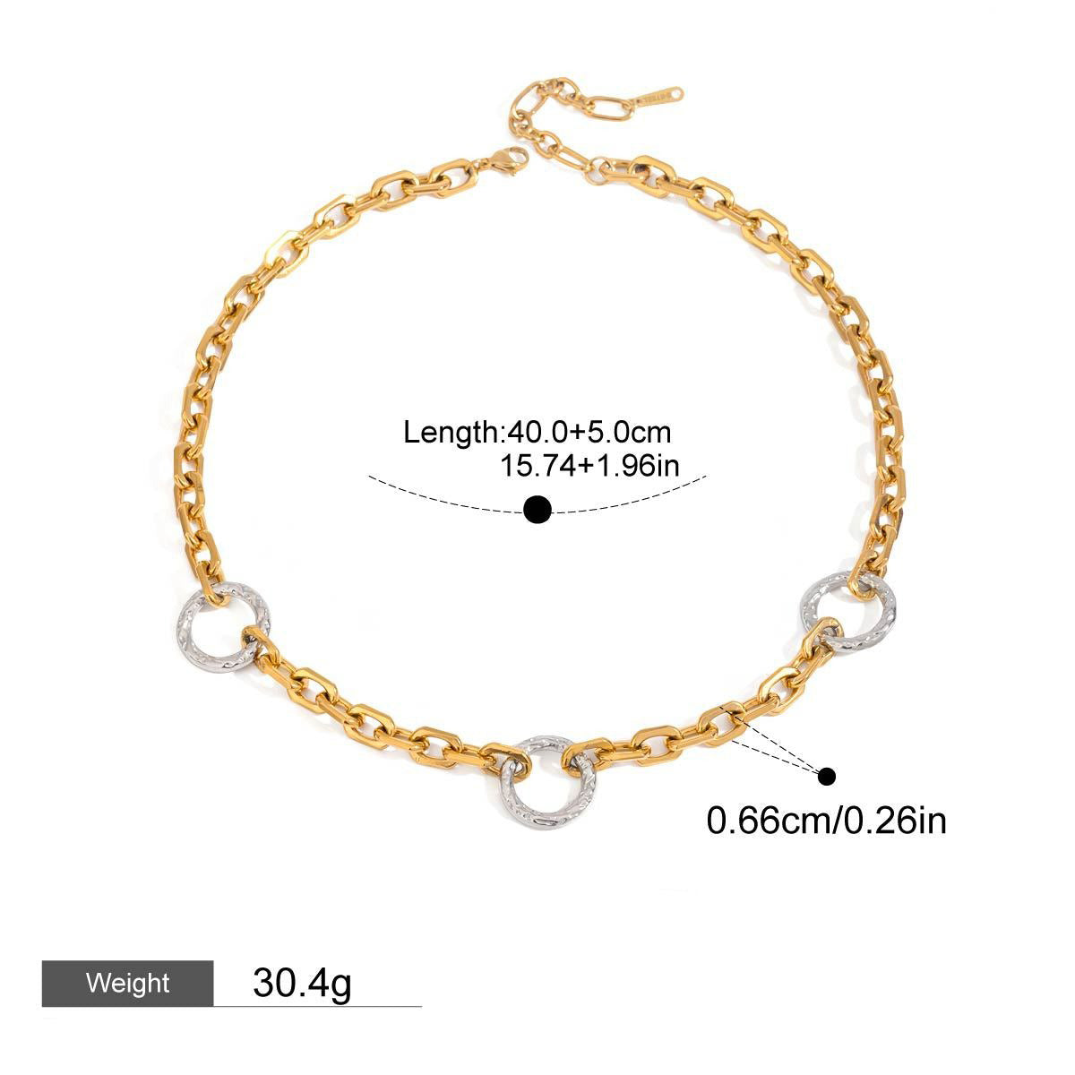 18K gold chain with ring design simple personality necklace