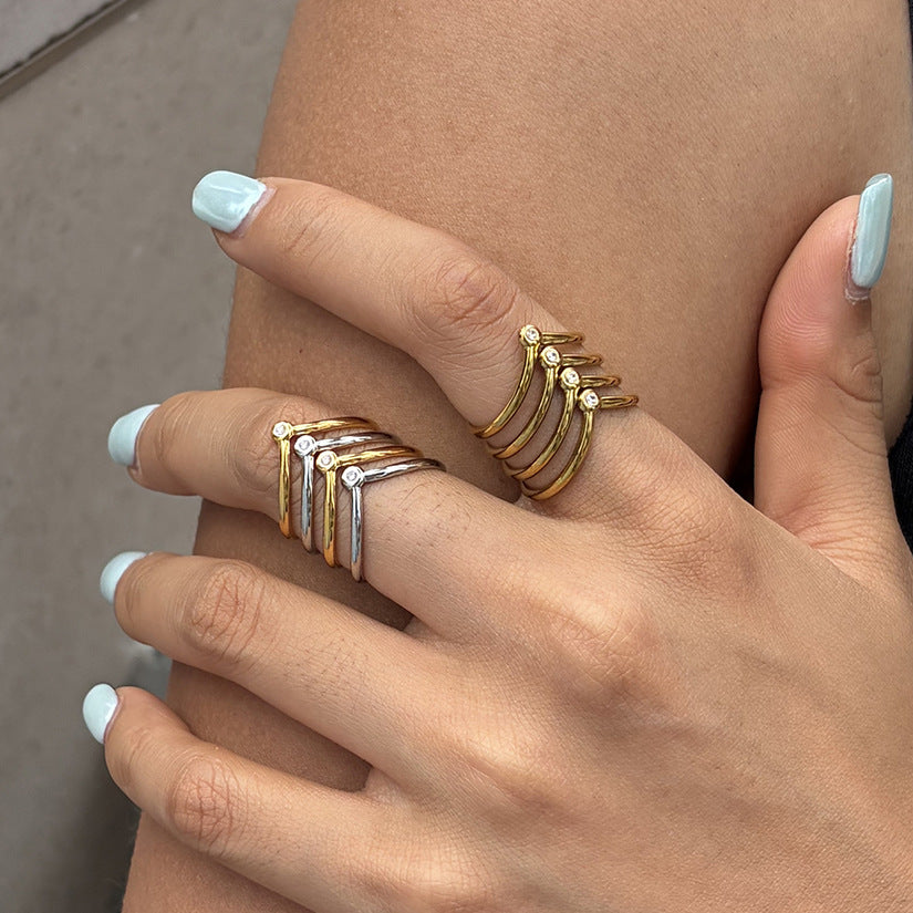 Two Tone Layered Open Ring Collection