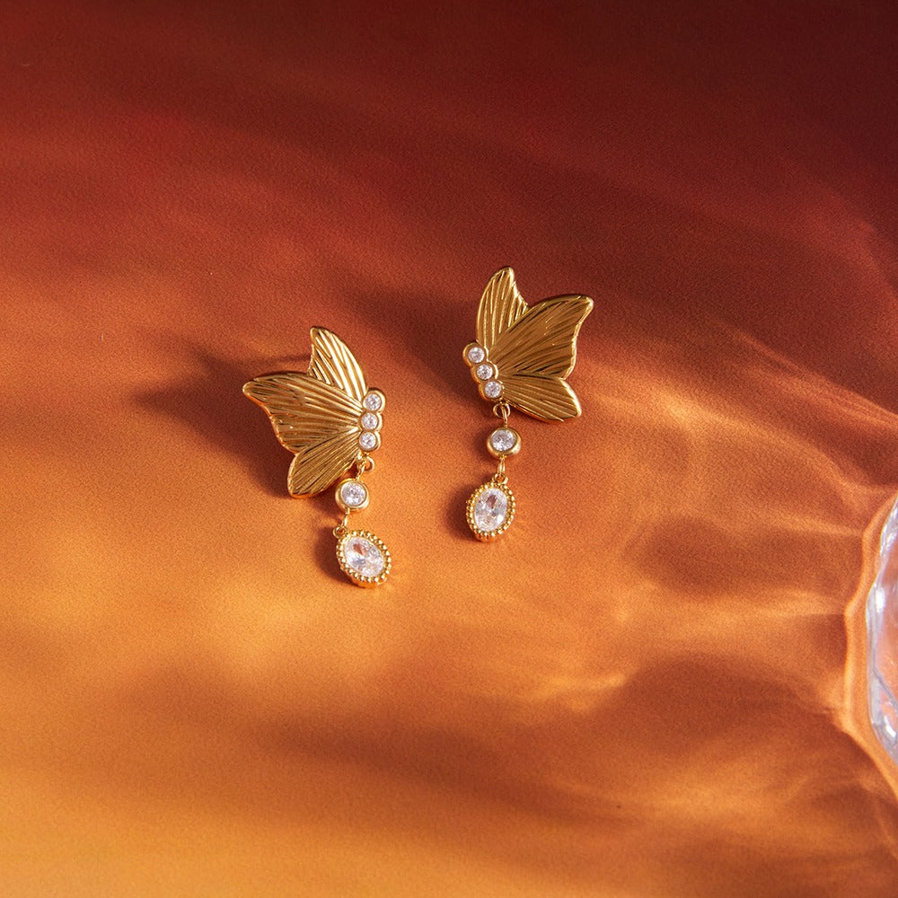 Butterfly Zircon Drop Earrings
