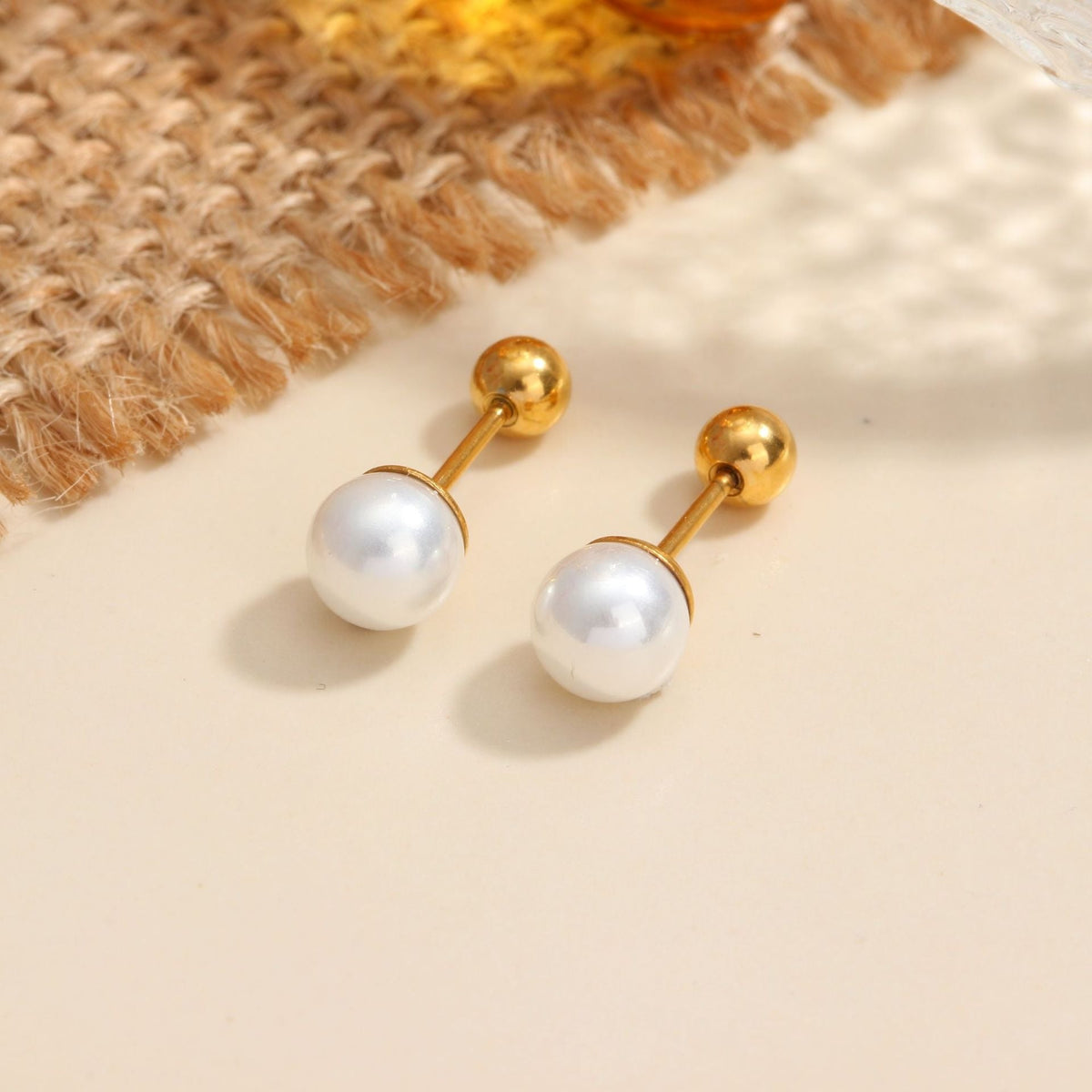 18K gold geometric inlaid gemstone design high-end earrings
