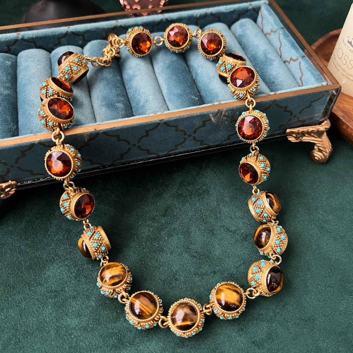 Vintage Heavy-work Malachite Necklace For Women