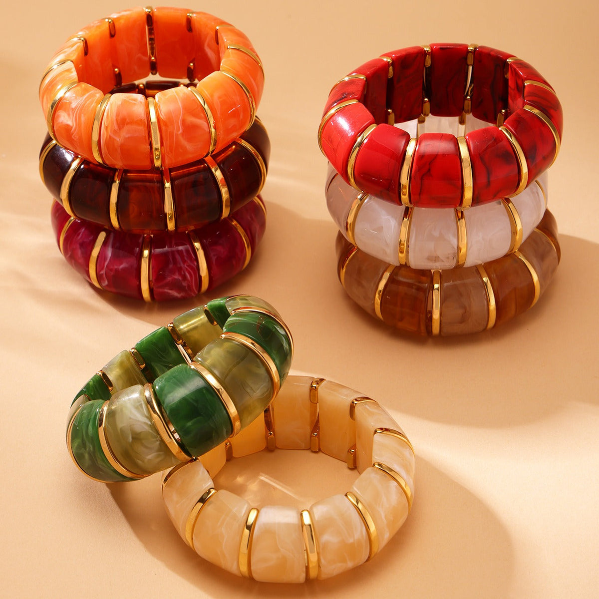 18k gold fashionable luxury resin elastic rope bracelet