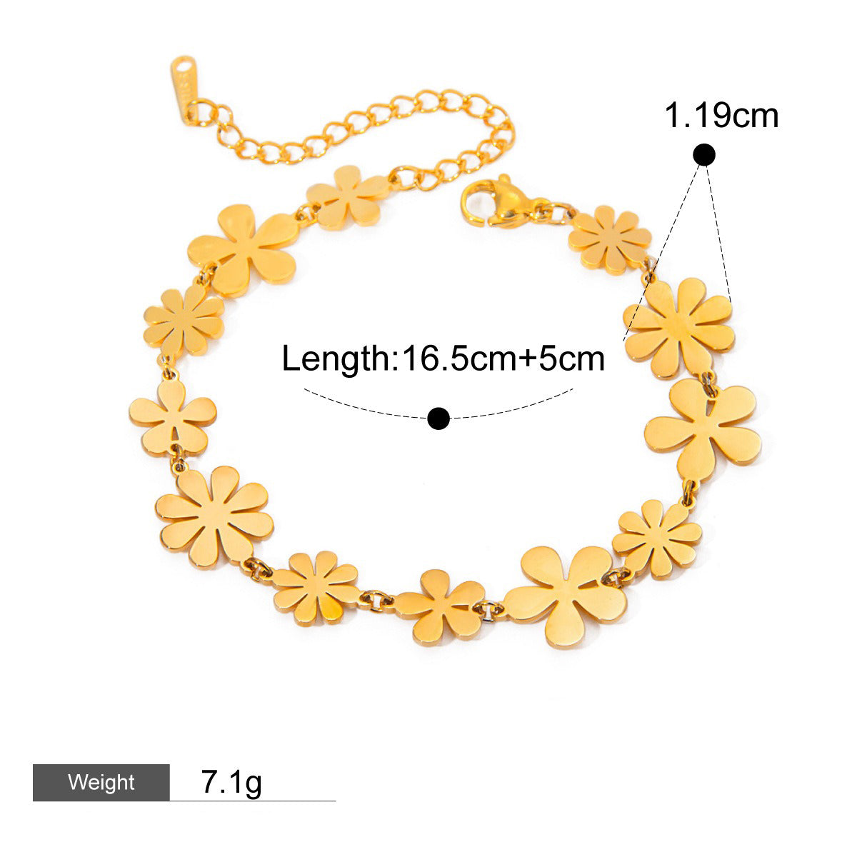 18K gold flower-shaped design exquisite and noble necklace, earrings and bracelet set