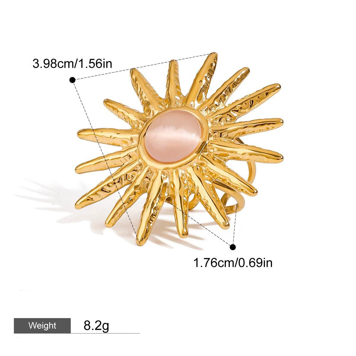 18K gold geometric inlaid gemstone design exquisite noble ring and earring set