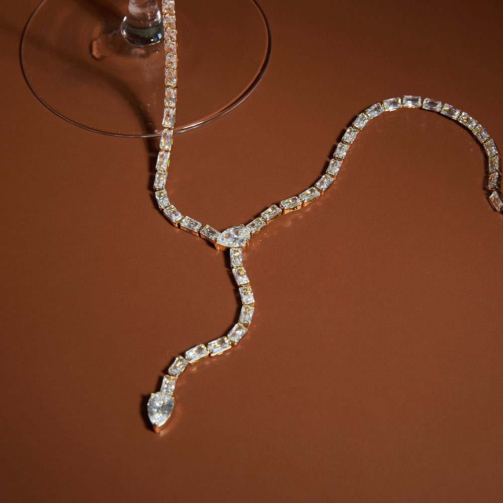 Snake Zircon Y Necklace