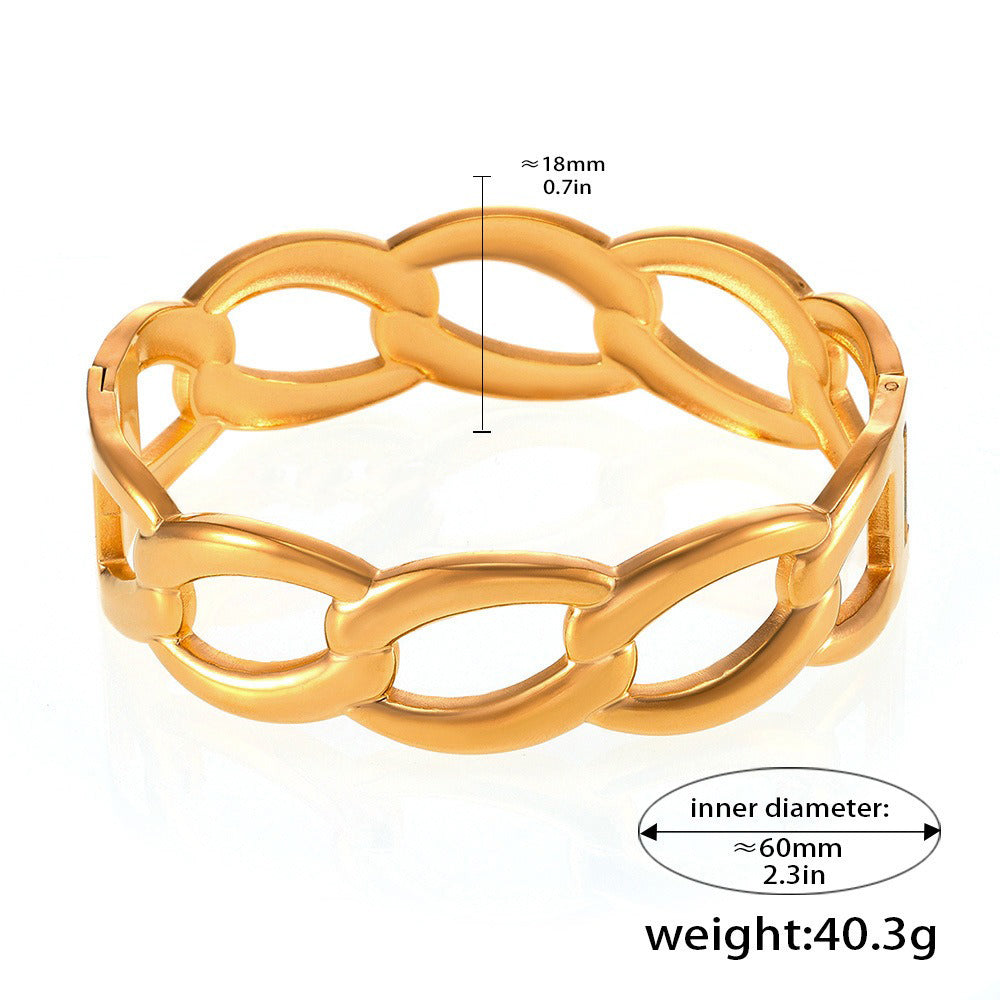 18K gold geometric shape with hollow design simple and elegant bracelet