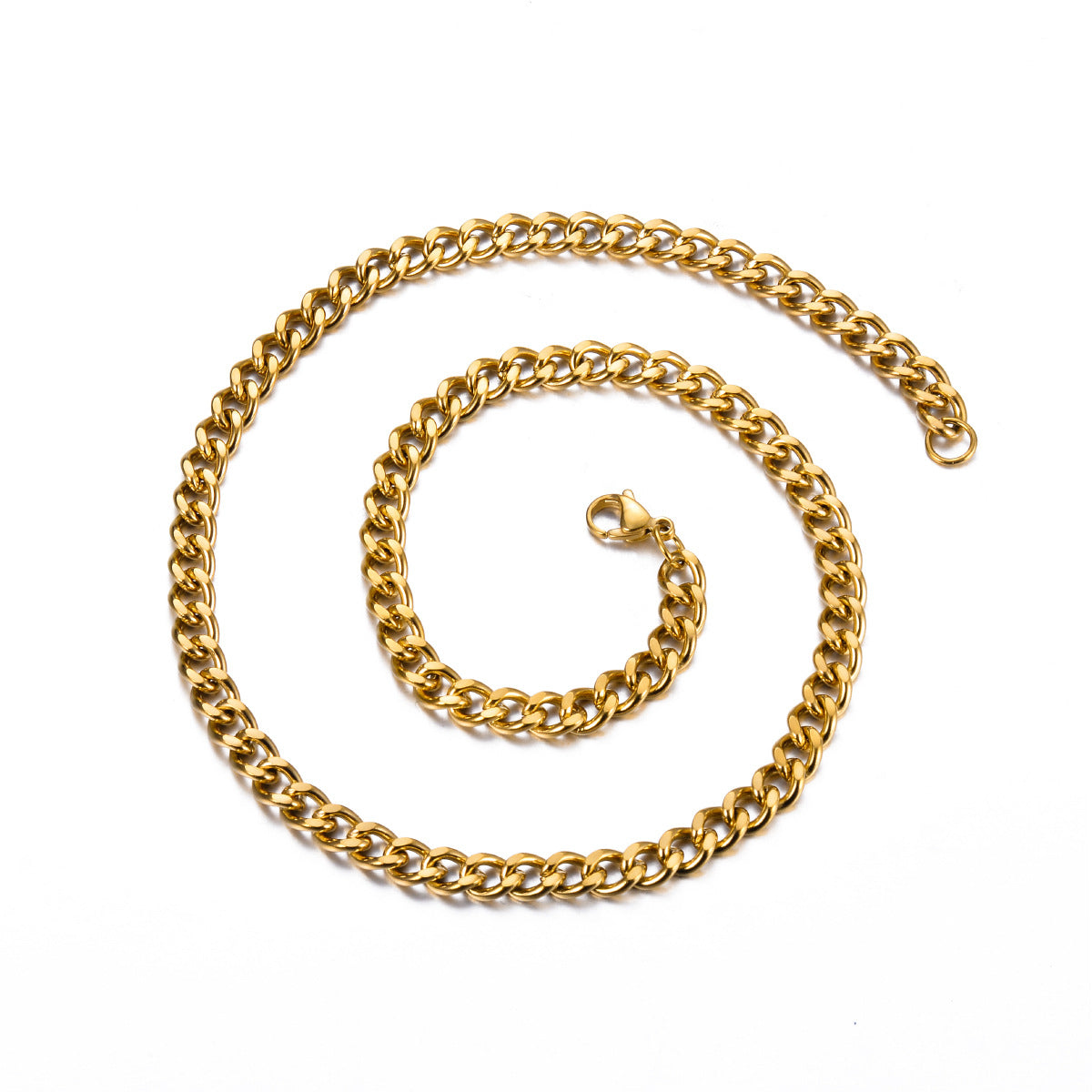 Stainless Steel Single-Woven Double-Sided Polished Necklace, Single Vacuum Electroplated Men's Accessory Chain, Side-Polished And Non-Fading
