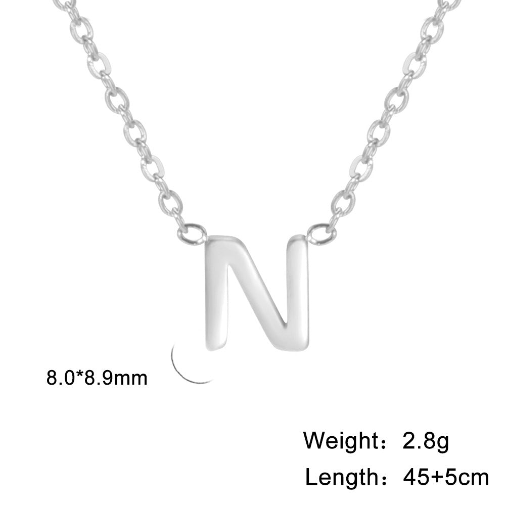 Hot-Selling Welded 26 Letters 18K Real Gold Electroplated Non-Fading Small Pendant Jewelry 304 Material Stainless Steel Necklace