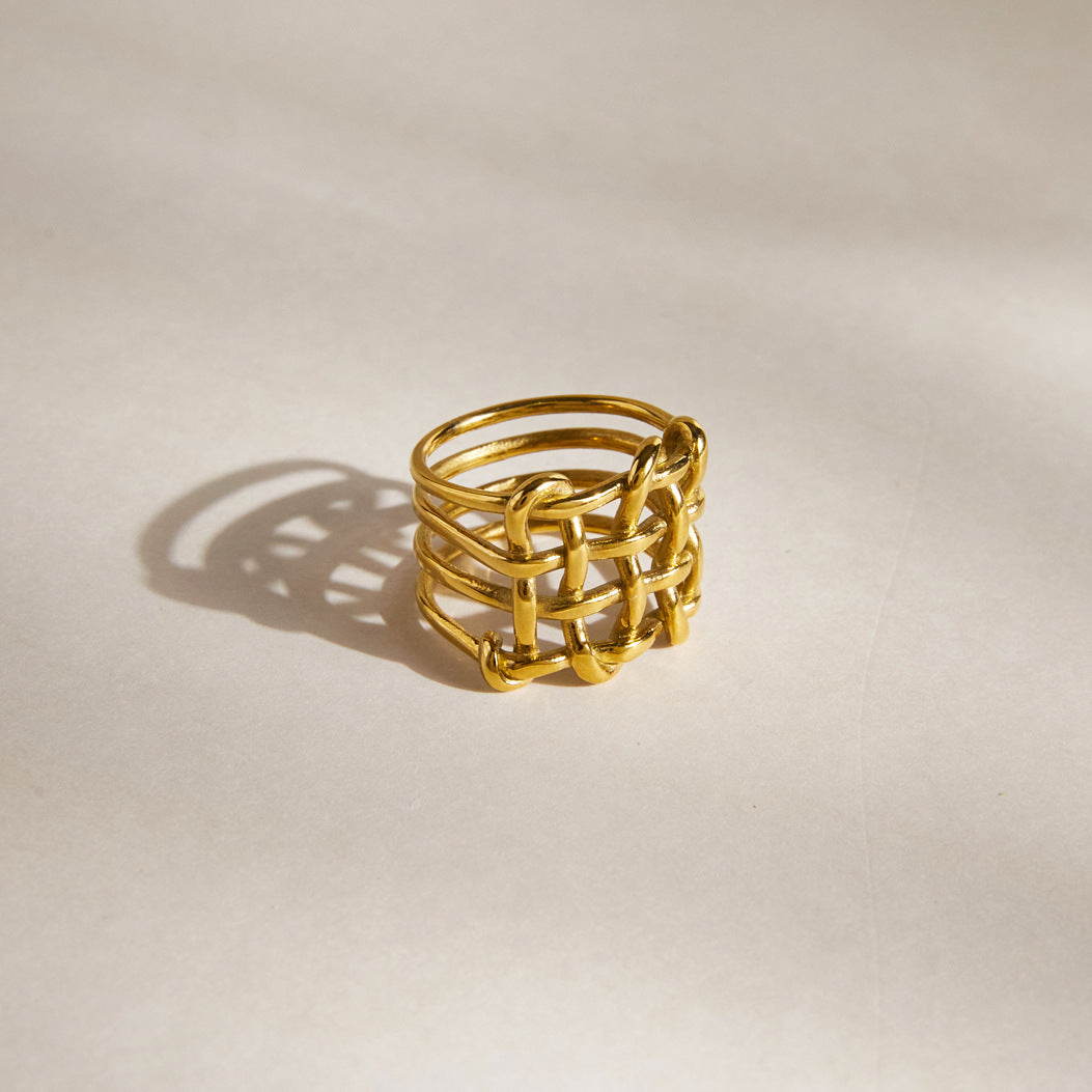 Woven Openwork Statement Ring