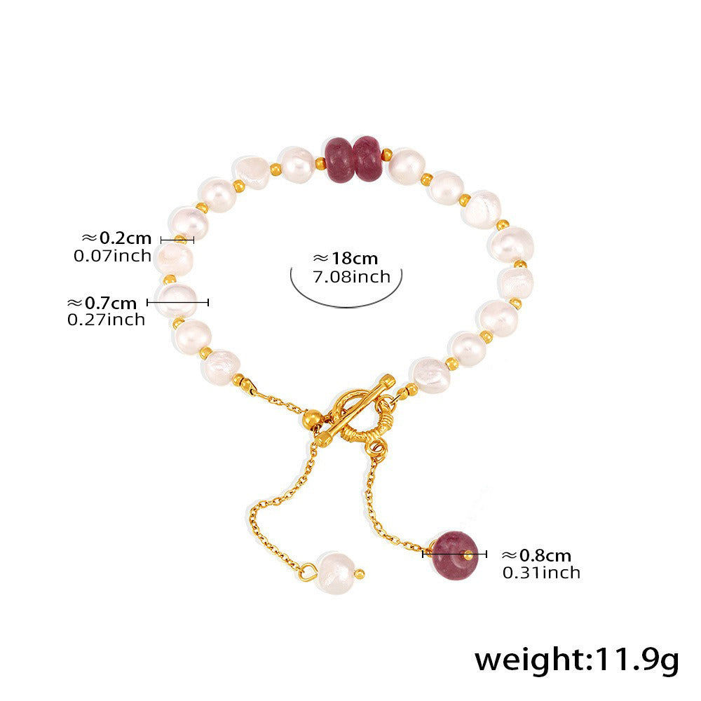 18K gold pearl with OT buckle design exquisite fashion bracelet