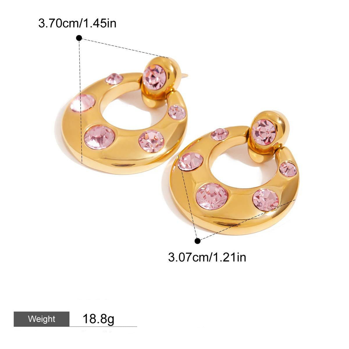 18K gold geometric inlaid gemstone design classic fashion earring ring set