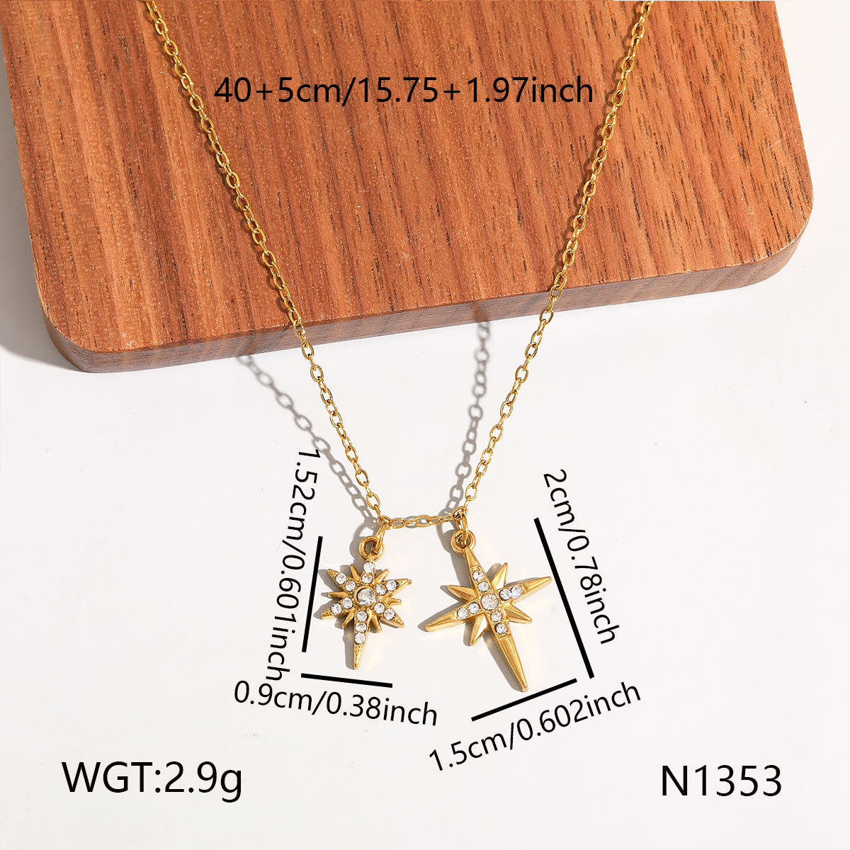 European American Stainless Steel Necklace For Women, Light Luxury Niche Colorfast 8-Pointed Star Neck Jewelry, Wholesale Titanium Steel Accessory