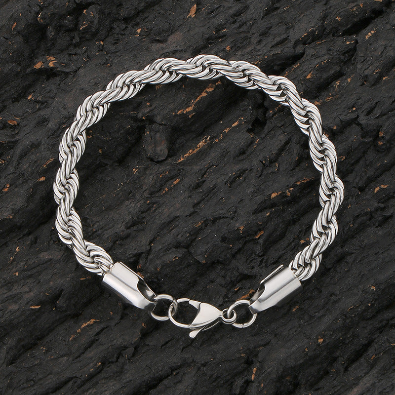 Stainless Steel Twist Chain Men's Bracelet Chain 18K Gold Button Chain Titanium Steel Manufacturer Non-Fading Cross-Border Fresh And Sweet