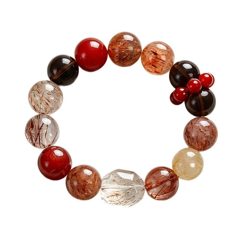 Natural Black Gold Super Seven Crystal Bead Bracelet