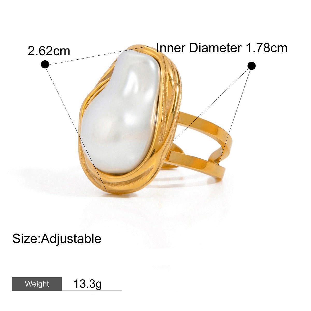 18K gold ocean element inlaid pearl design trendy unique earrings necklace bracelet ring set