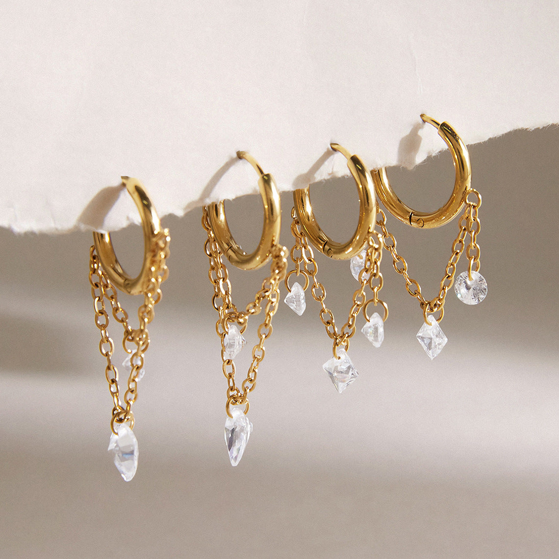 Layered Chain Huggie Earrings Collection