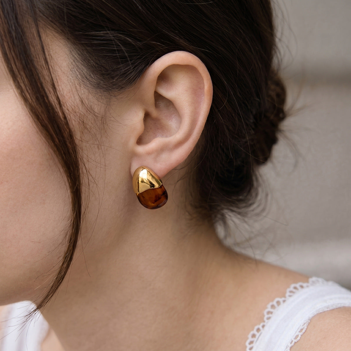 Marbled Resin Stud Earrings Collection
