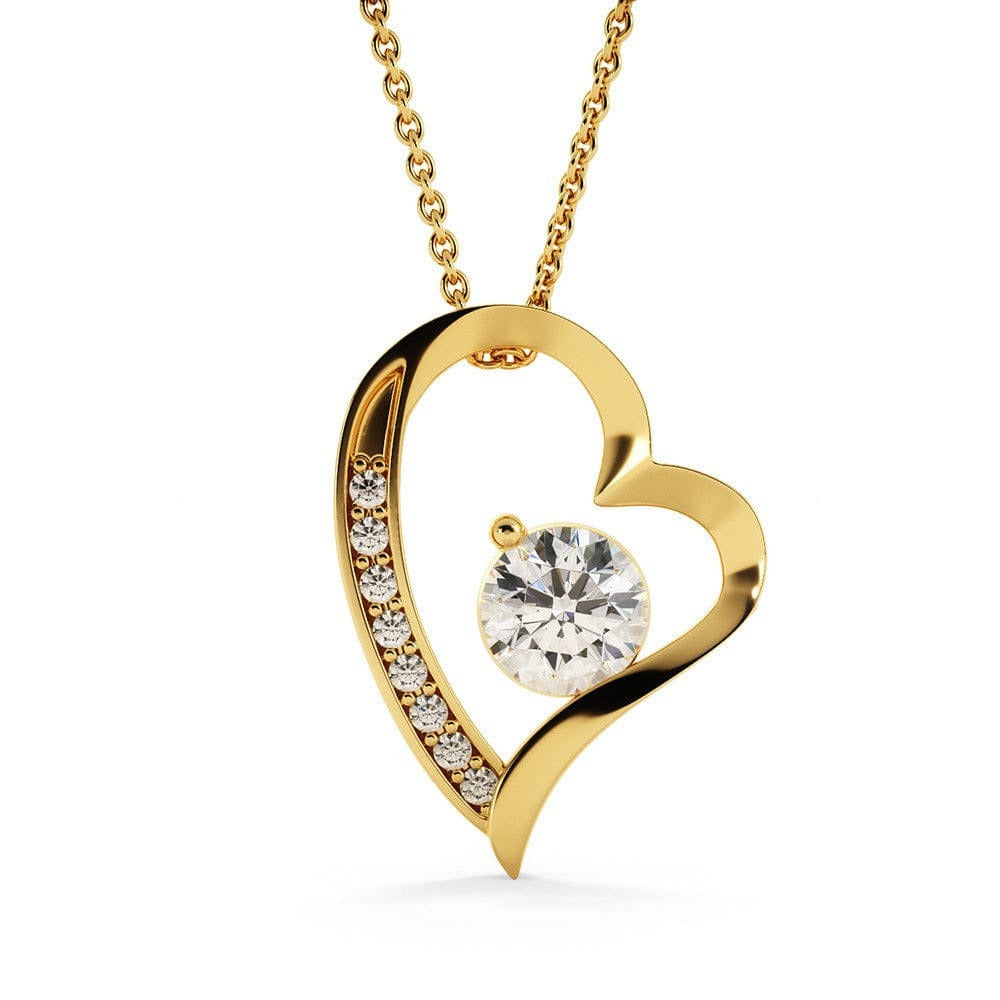 18K gold hollow heart inlaid gemstone design light luxury noble necklace
