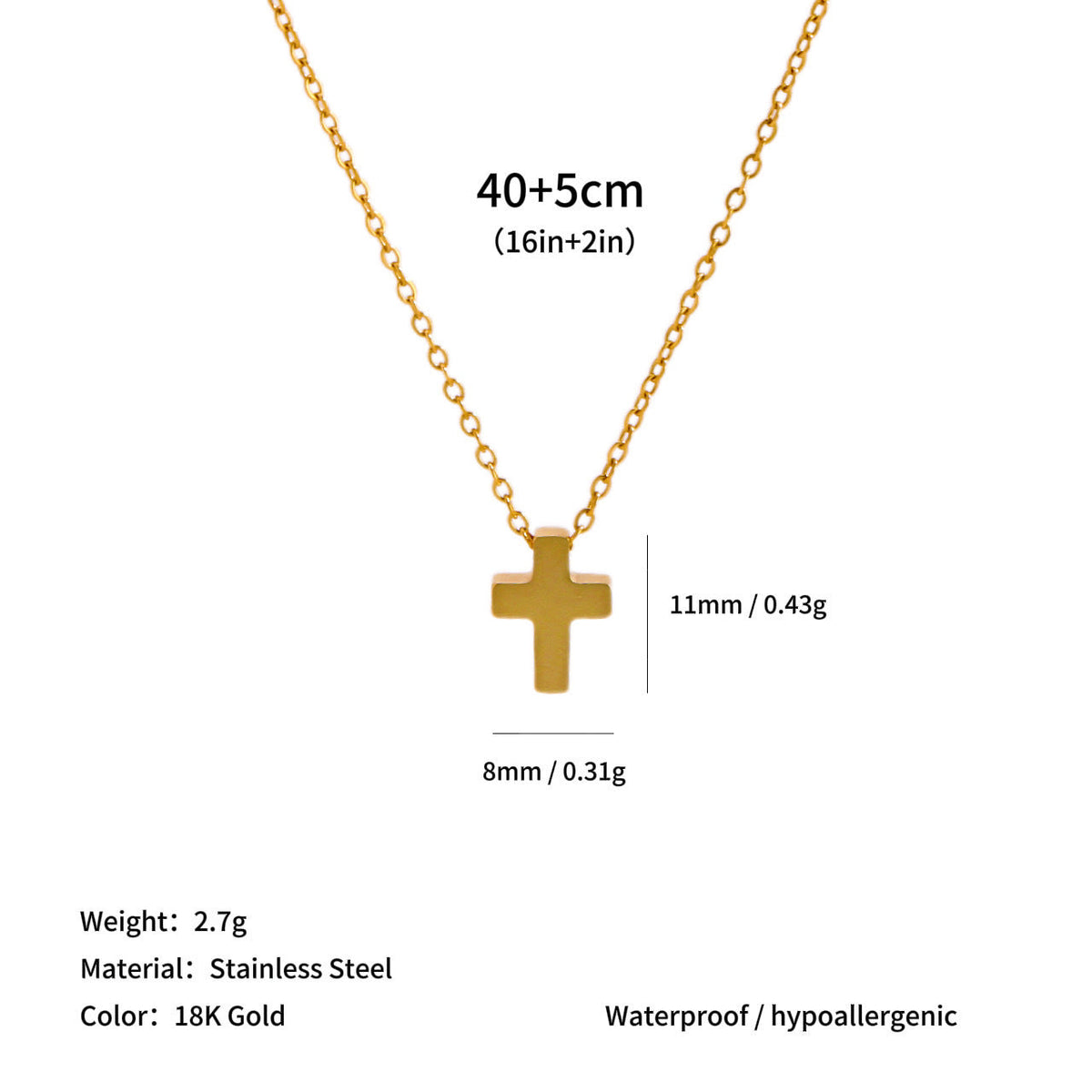 Cross-border Foreign Trade Bestseller 18K Gold Stainless Steel Clavicle Chain With Heart Pendant And Diamond-encrusted Cross Titanium Steel Necklace For Women